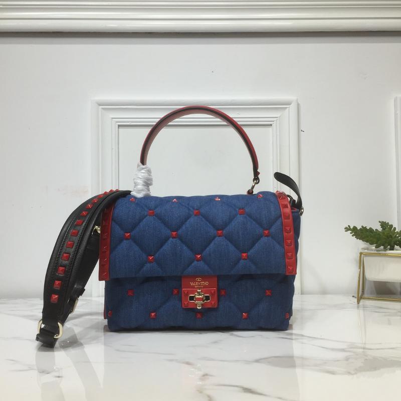 Valentino Shoulder Tote Bags VA0055 denim Contrast Blue Red